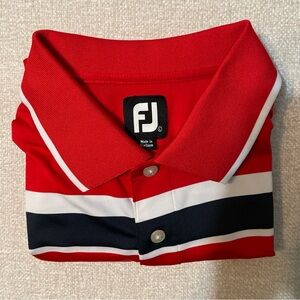 FootJoy Red Golf Polo with Black and White Accents 40 Long